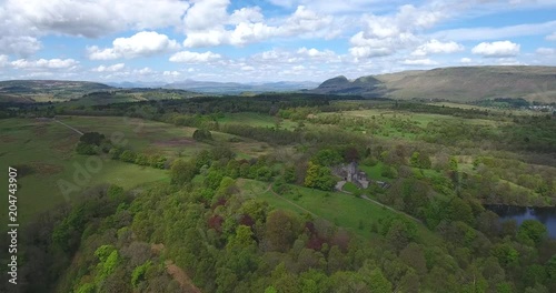 Aerial footage over Mugdock Country Park near Milngavie in Central Scotland. photo