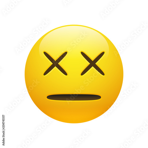 Vector dead emoticon with cross eyes