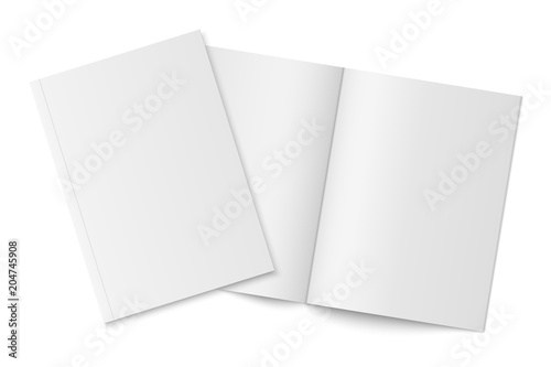 Mockup of two thin books with soft cover isolated.