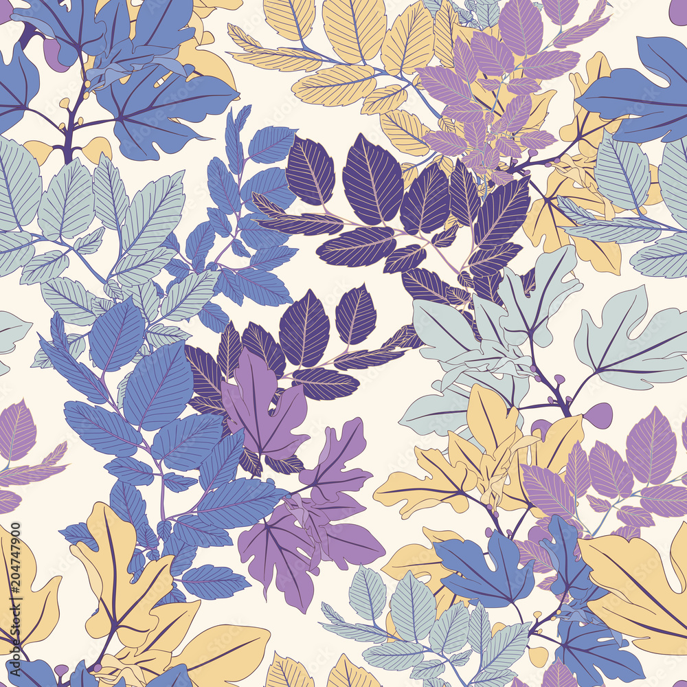 Blue Leaves Seamless Vector Pattern Blue Leaves Seamless Vector Pattern
