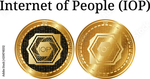 Set of physical golden coin Internet of People (IOP)