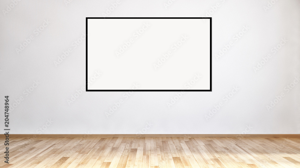 Modern bright interiors apartment with mockup poster frame 3D rendering