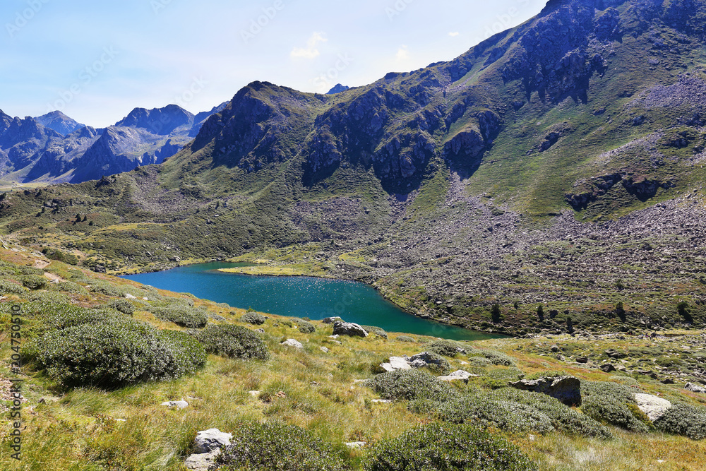 Naklejka premium Tristaina high mountain lakes in Pyrenees. Andorra.