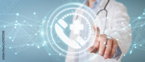 Doctor emergency call concept icons 3D rendering