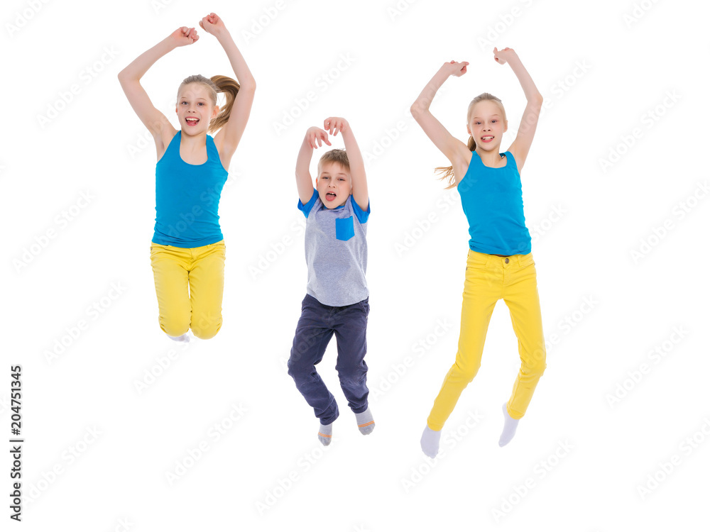 Fototapeta premium happy children jump