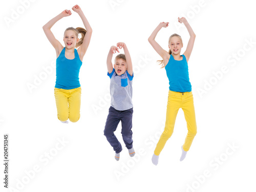 happy children jump