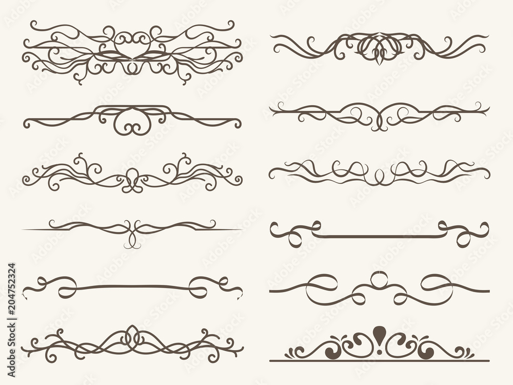 Vector set of decorative elements,  frame and line vintage style