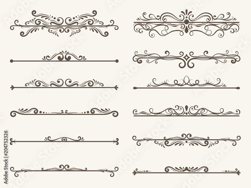 Vector set of decorative elements, frame and line vintage style