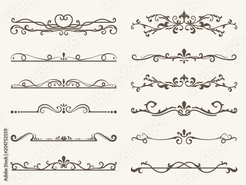 Vector set of decorative elements,  frame and line vintage style photo