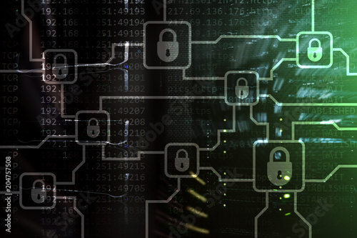 Blochain information encryption. Cyber security, crypto currency.? photo