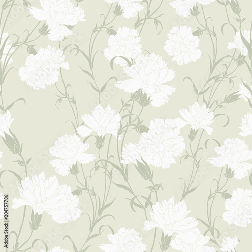 Elegance Seamless pattern with flowers carnations