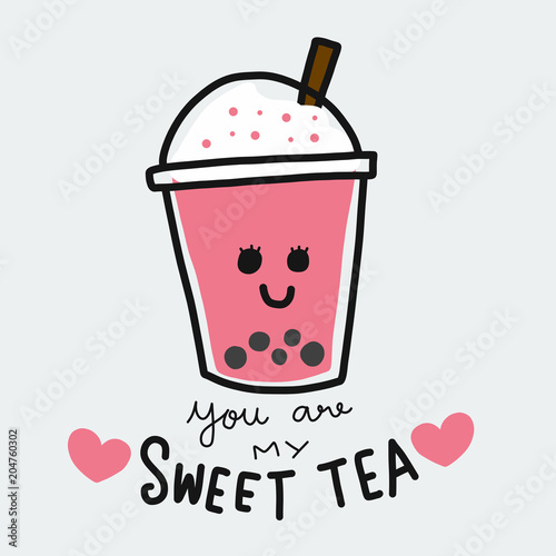 You are my sweet tea cartoon vector illustration doodle style