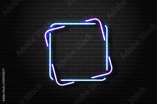 Vector realistic isolated neon sign of frame for decoration and covering on the wall background. Concept of signboard, night club and restaurant.