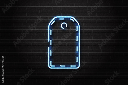Vector realistic isolated neon sign of price tag for decoration and covering on the wall background. Concept of online purchase, e-commerce and sale.