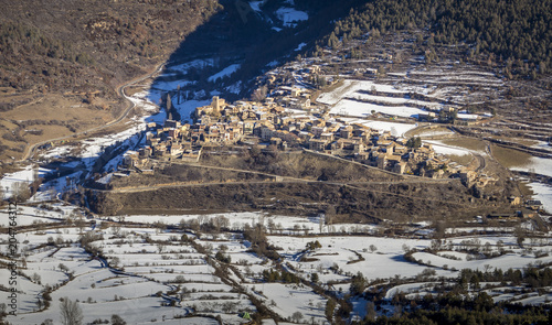 Photography snowy village in winter