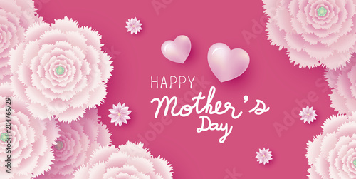 Mother's day card concept design of pink flowers vector illustration