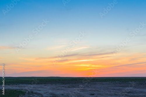 Amazing sunsets in steppes of Kalmykia