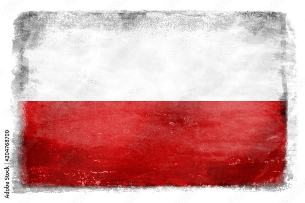 White and red flag of Poland destroyed and stained during fights - without subtitles