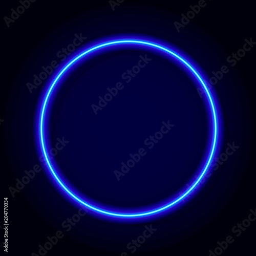 Neon Vector Circle, Glowing Frame Template, Shine Effect.