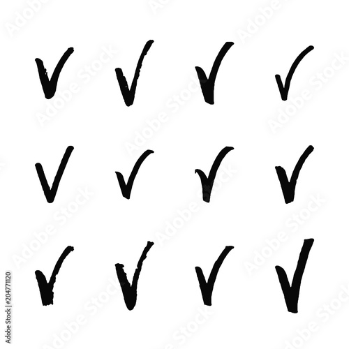 Painted check mark isolated on white background.