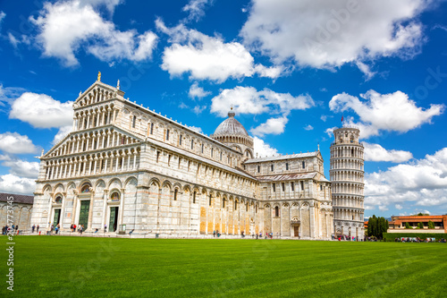 Cathedral and the Leaning Tower in Piazza dei Miracoli, Pisa, Italy.