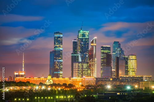 View on Moscow City at night