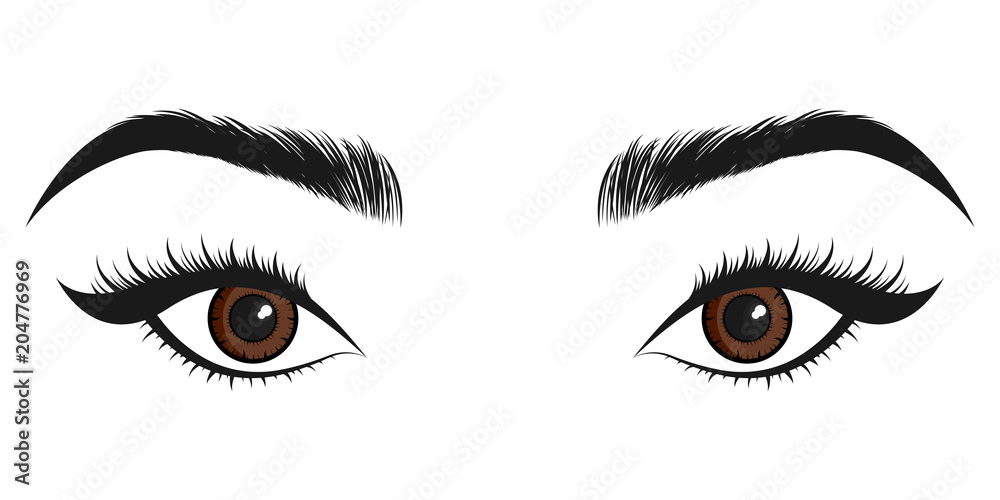 Beautiful brown eyes. Vector illustration