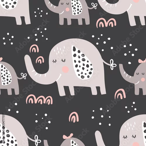 Tapety wzór rodziny ciemnych słoni