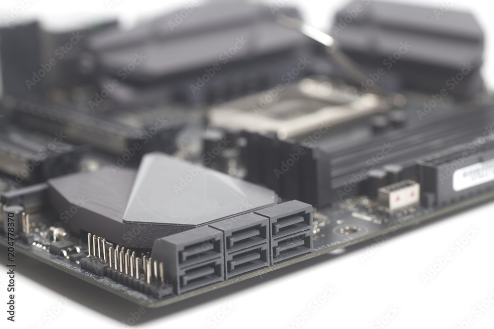SATA connector on motherboard PC Stock Photo | Adobe Stock