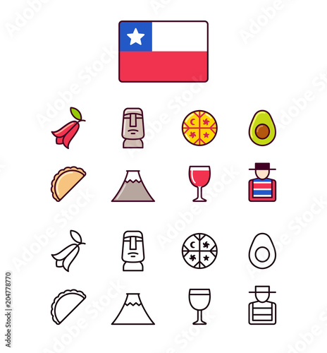 Chile icons set