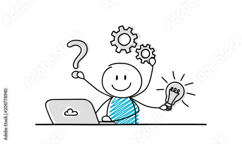 Company development - simple pictogram with cartoon stickman. Vector.