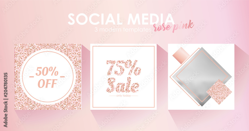 Social media banner template for your blog or business.  Cute pastel rose pink design
