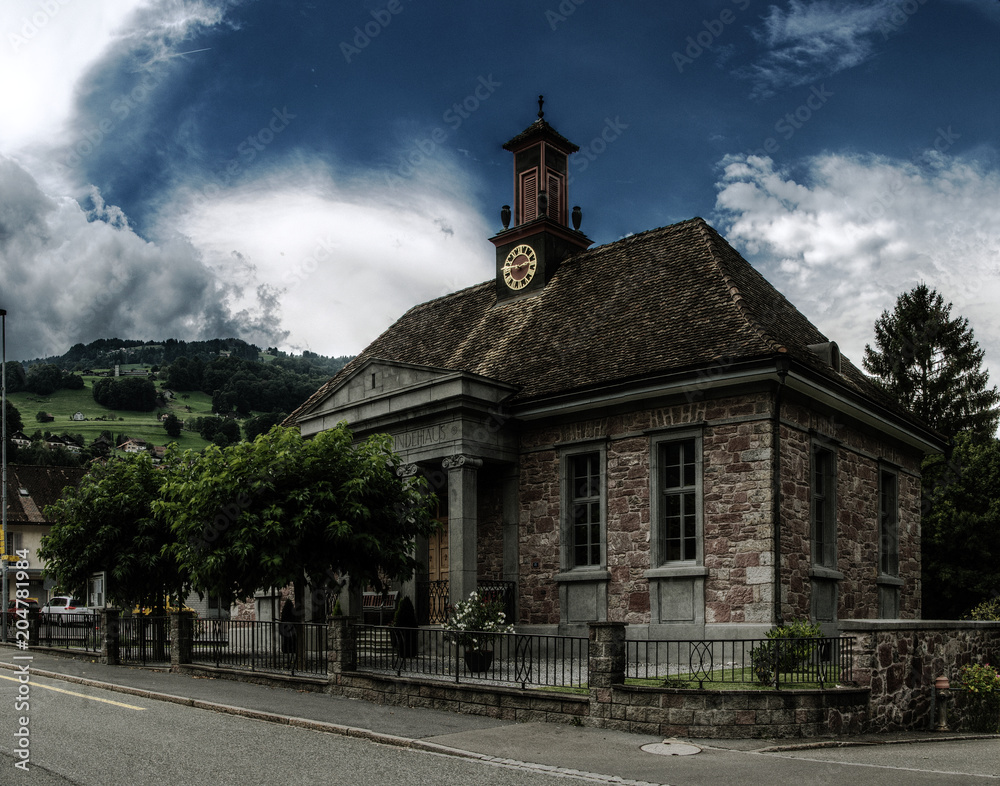 Fototapeta premium Flums, old town hall by main square