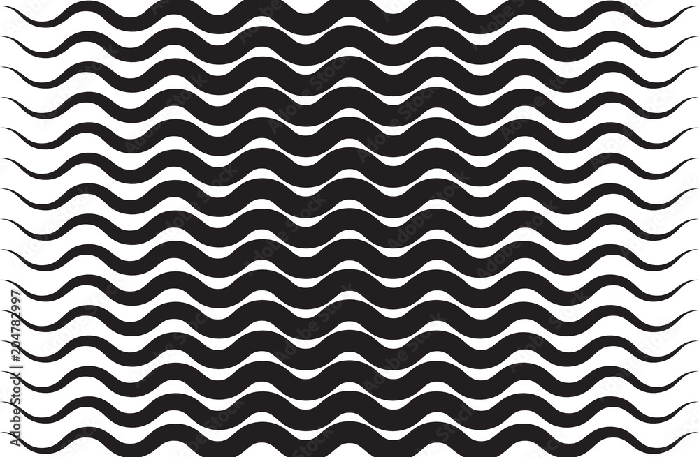 Black vector seamless wavy line pattern