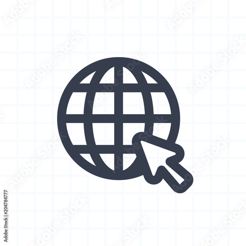 Grid Globe & Cursor - Contour Icons . A professional, pixel-perfect icon.