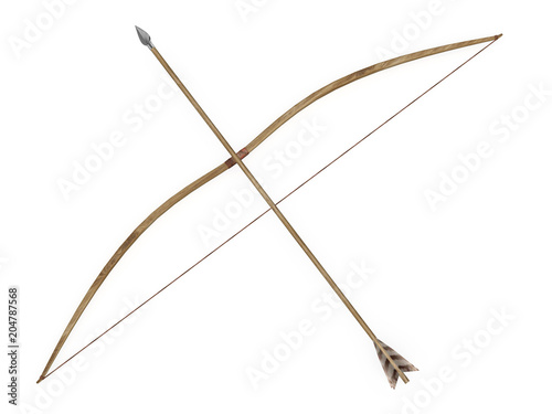 longbow crossed arrow 3d rendering