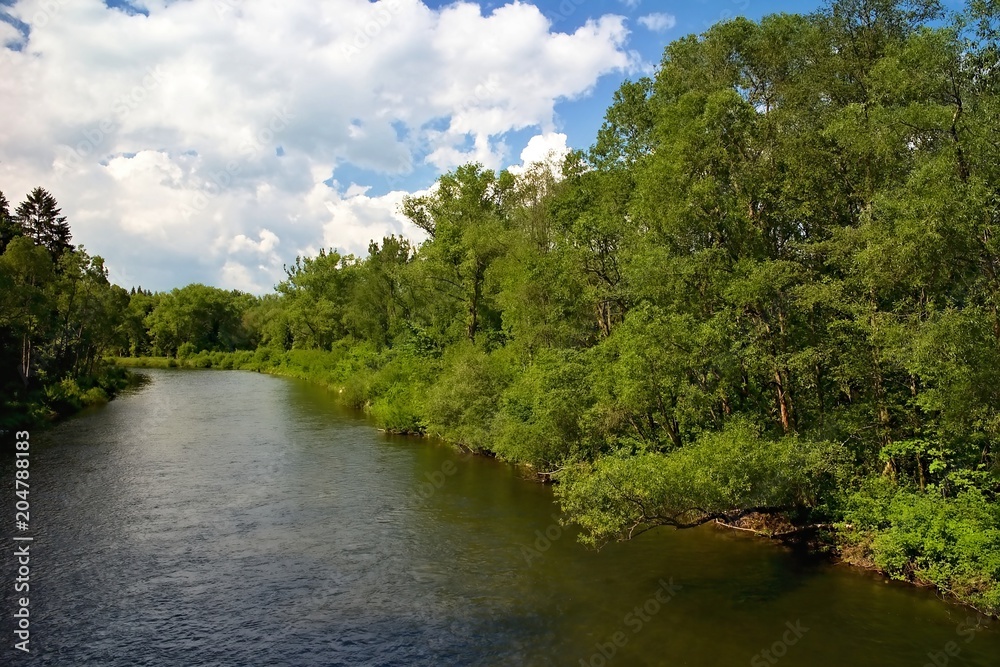 Borova Sihot - Liptovsky Hradok: view from the rocking bridge over the river Vah.