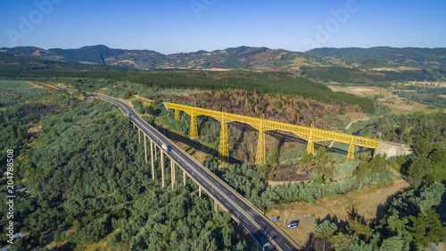 The Malleco viaduct is a Chilean railway bridge located on the Malleco River, in the city of Collipulli, Araucanía Region. With its 102 meters high, it is the second highest bridge in Chile photo