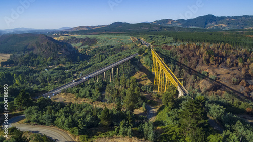 The Malleco viaduct is a Chilean railway bridge located on the Malleco River, in the city of Collipulli, Araucanía Region. With its 102 meters high, it is the second highest bridge in Chile photo