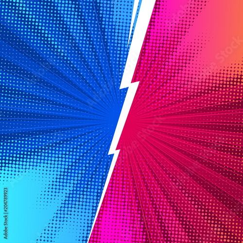 Fight comics style  backgrounds with lightning. Vector illustration. Versus. vs.