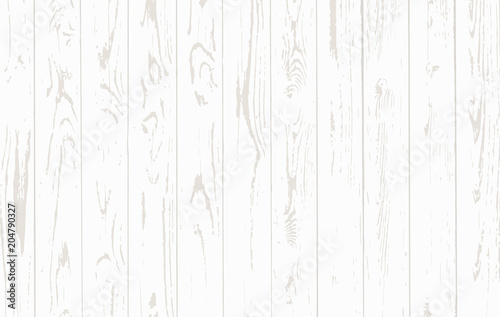 White wooden planks, table floor surface. Wooden board texture. Vector illustration.