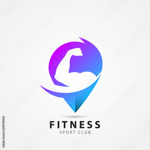 Gym symbol. Fitness sport club. Modern design. Vector