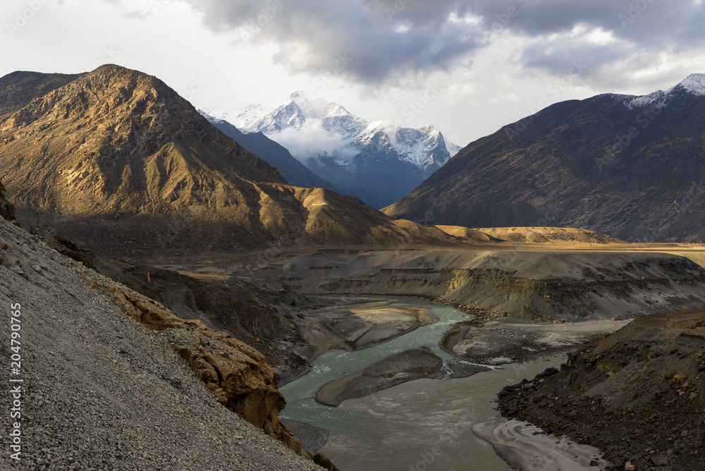 The meeting point of Himalaya, Karakoram and Hindu Kush mountain range, also Indus and Gilgit River, Gilgit-Baltistan, Pakistan