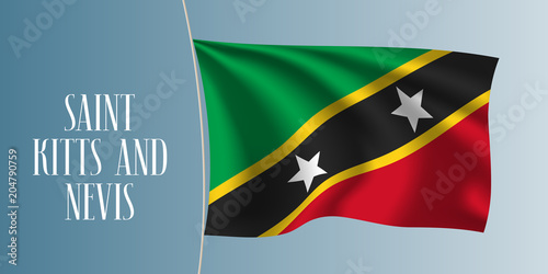 Saint Kitts and Nevis waving flag vector illustration