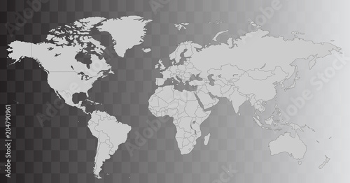 Vector world map isolated over transparent background