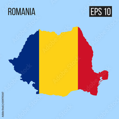 Romania map border with flag vector EPS10