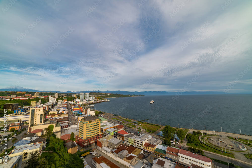 View of the city of Puerto Montt from the top of a building