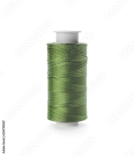 Color sewing thread on white background