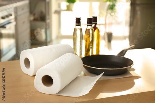 Rolls of paper towels and f...
