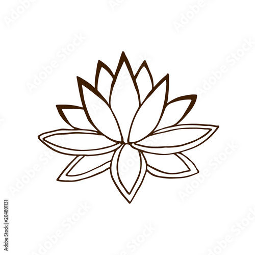 Lotus flower. Hand dran logo. Summer vector illustration